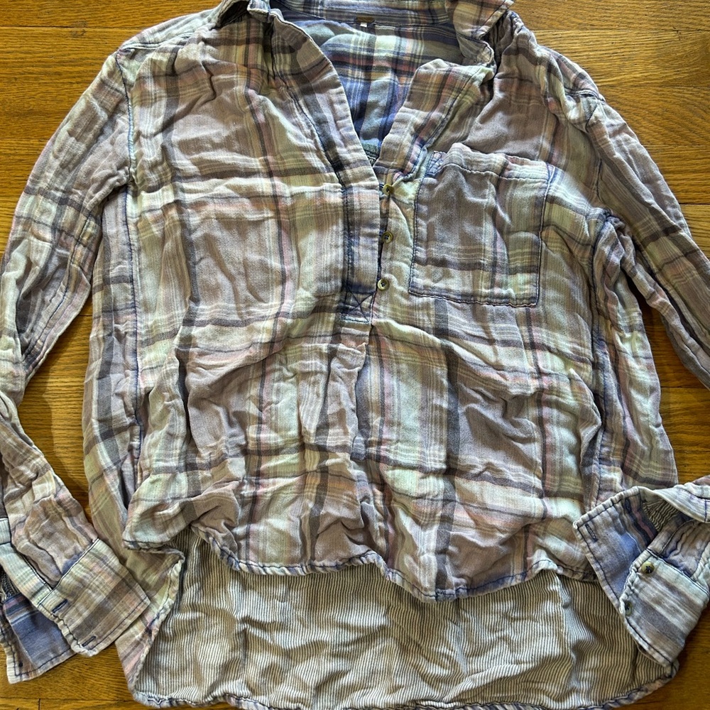 Free People Plaid Button Down Shirt - Multicolor